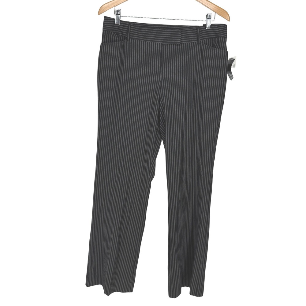 Vintage Womens Y2K Black Pinstripe Bootcut‎ Dress Pants 12 NEW Wide Leg Flare